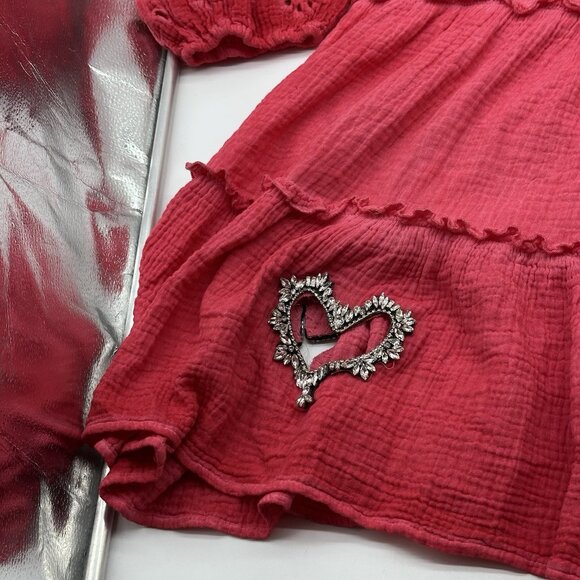 A Rare Bird Shine Bright One Size Star Heart Cutout Bling Rhinestone Tunic Dress - Picture 11 of 12